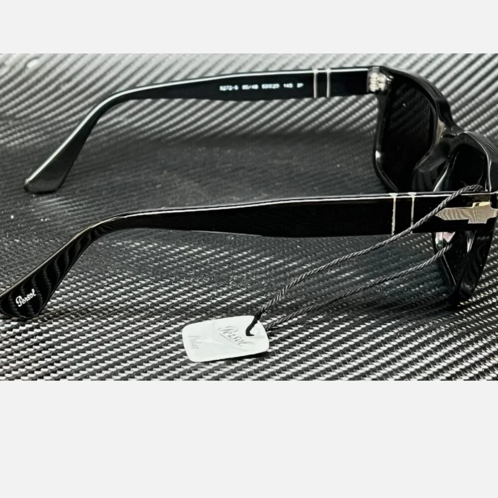 PERSOL Black Dark Grey Polarized Men's 53 mm Sunglasses - Picture 4 of 5